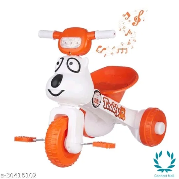 NHR Teddy Foldable Tricycle with Backrest Seat for Boys and Girls With Parental Contralable - Orange, Plastic, Tricycle For Kids, Multipack:1